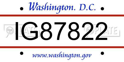 IG87822 District Of Columbia License Plate