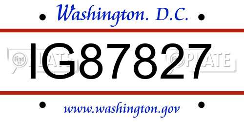 IG87827 District Of Columbia License Plate
