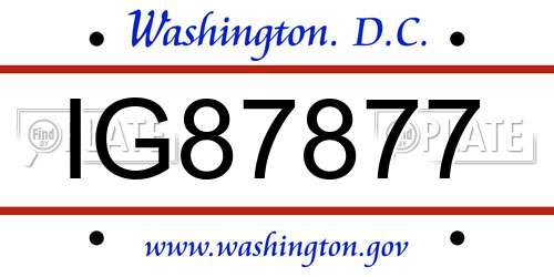 IG87877 District Of Columbia License Plate