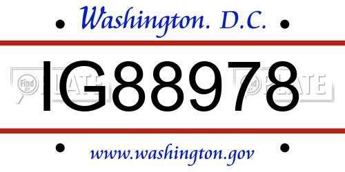 IG88978 District Of Columbia License Plate
