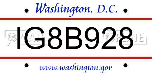 IG8B928 District Of Columbia License Plate