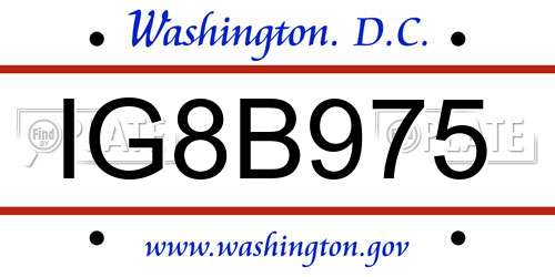 IG8B975 District Of Columbia License Plate