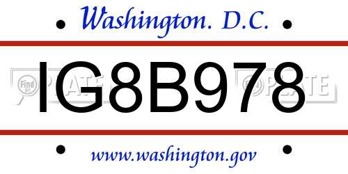 IG8B978 District Of Columbia License Plate