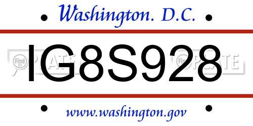IG8S928 District Of Columbia License Plate