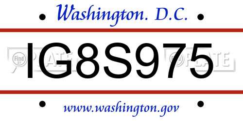 IG8S975 District Of Columbia License Plate