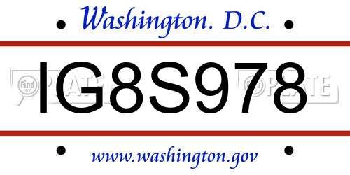 IG8S978 District Of Columbia License Plate