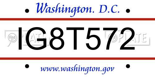 IG8T572 District Of Columbia License Plate