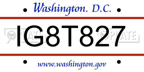 IG8T827 District Of Columbia License Plate