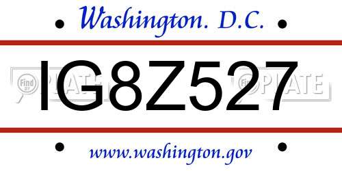 IG8Z527 District Of Columbia License Plate