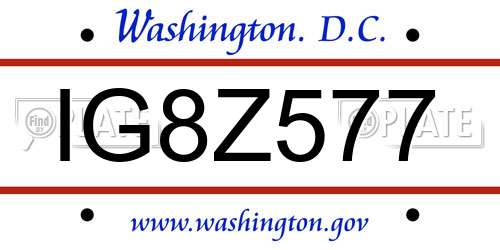 IG8Z577 District Of Columbia License Plate