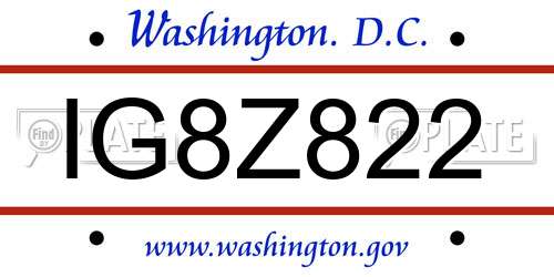 IG8Z822 District Of Columbia License Plate