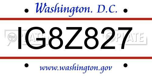 IG8Z827 District Of Columbia License Plate