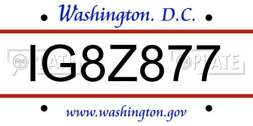 IG8Z877 District Of Columbia License Plate