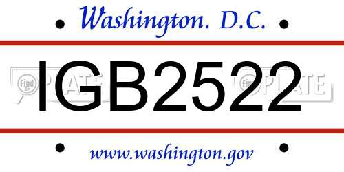 IGB2522 District Of Columbia License Plate