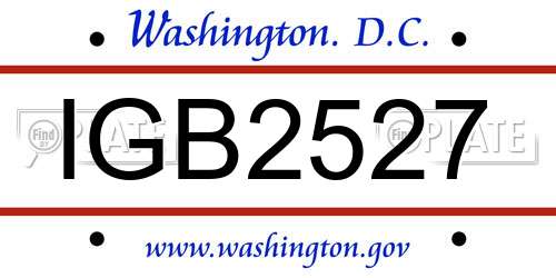 IGB2527 District Of Columbia License Plate
