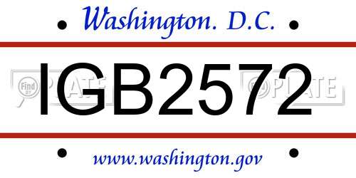 IGB2572 District Of Columbia License Plate