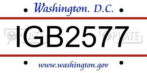 IGB2577 District Of Columbia License Plate