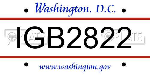 IGB2822 District Of Columbia License Plate