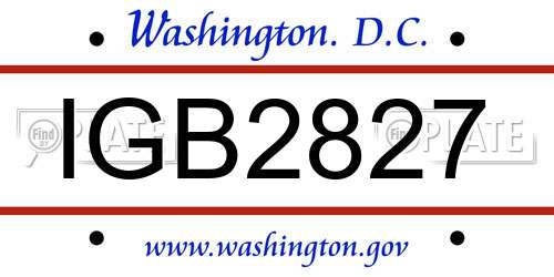 IGB2827 District Of Columbia License Plate