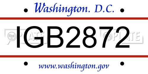 IGB2872 District Of Columbia License Plate