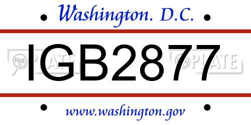 IGB2877 District Of Columbia License Plate