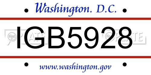 IGB5928 District Of Columbia License Plate