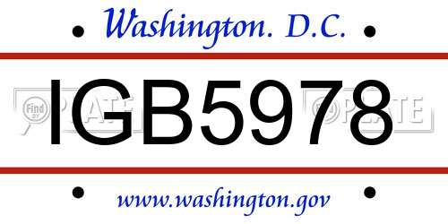 IGB5978 District Of Columbia License Plate