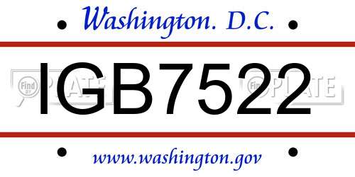 IGB7522 District Of Columbia License Plate