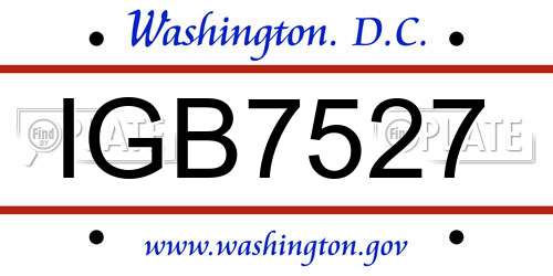 IGB7527 District Of Columbia License Plate