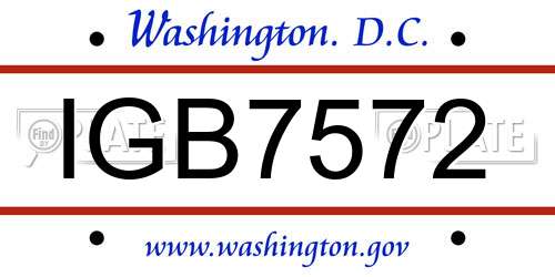 IGB7572 District Of Columbia License Plate
