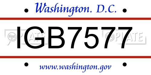 IGB7577 District Of Columbia License Plate