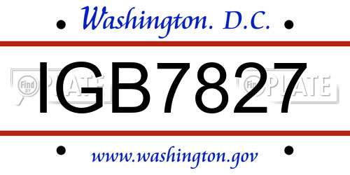 IGB7827 District Of Columbia License Plate