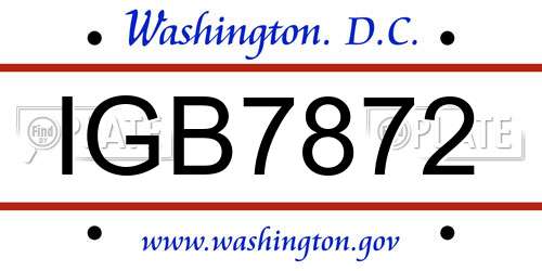 IGB7872 District Of Columbia License Plate