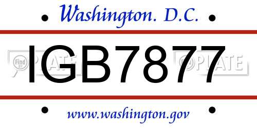 IGB7877 District Of Columbia License Plate