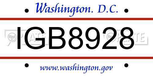 IGB8928 District Of Columbia License Plate