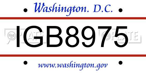 IGB8975 District Of Columbia License Plate