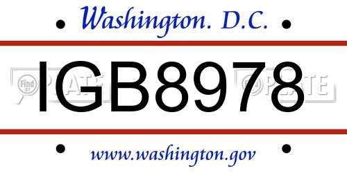 IGB8978 District Of Columbia License Plate