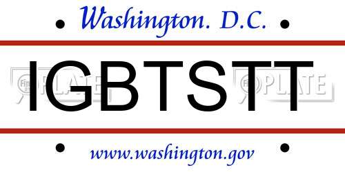IGBTSTT District Of Columbia License Plate