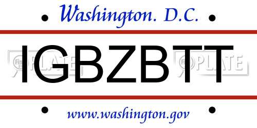 IGBZBTT District Of Columbia License Plate