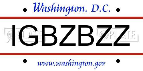 IGBZBZZ District Of Columbia License Plate