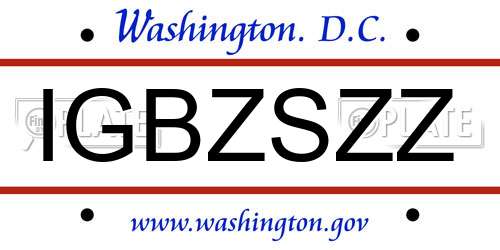 IGBZSZZ District Of Columbia License Plate