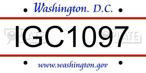 IGC1097 District Of Columbia License Plate