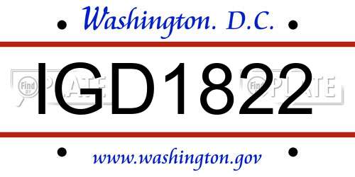 IGD1822 District Of Columbia License Plate