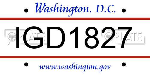 IGD1827 District Of Columbia License Plate