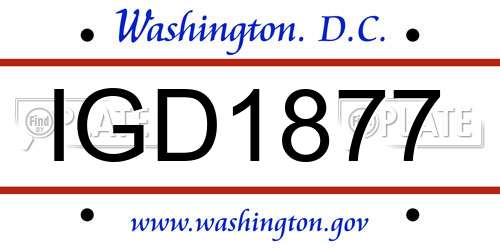 IGD1877 District Of Columbia License Plate