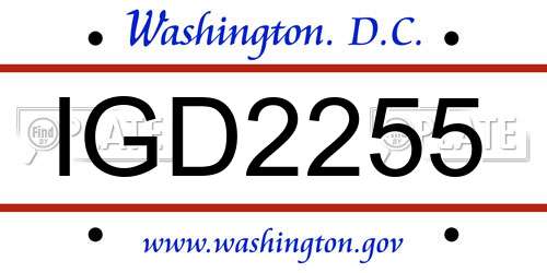 IGD2255 District Of Columbia License Plate