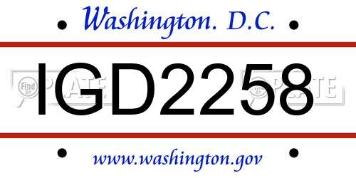 IGD2258 District Of Columbia License Plate