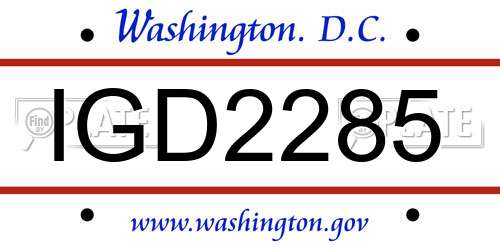 IGD2285 District Of Columbia License Plate