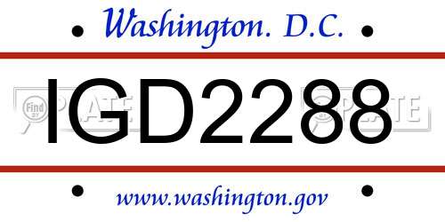 IGD2288 District Of Columbia License Plate