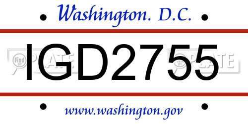IGD2755 District Of Columbia License Plate